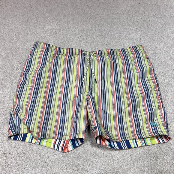 Tommy Bahama Swim Shorts Men’s Multicolored Striped Reversible Drawstring XL - Picture 1 of 10